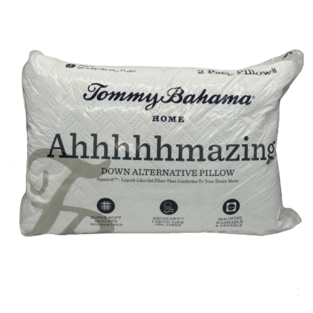 2 Pillows Tommy Bahama Ahhhhhmazing Down Alternative Aqualoft Pillow Set New